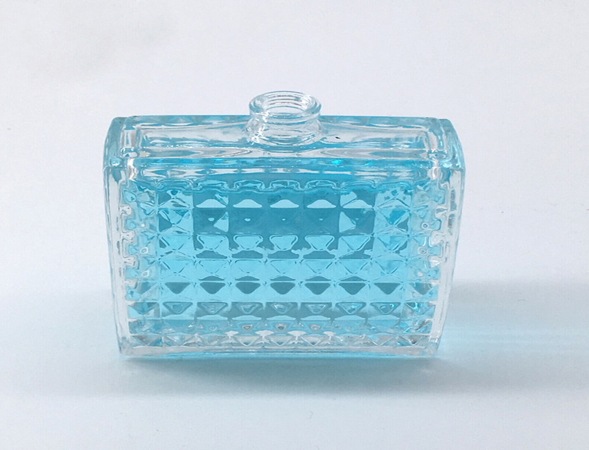 Square Blue Glass Perfume Bottle